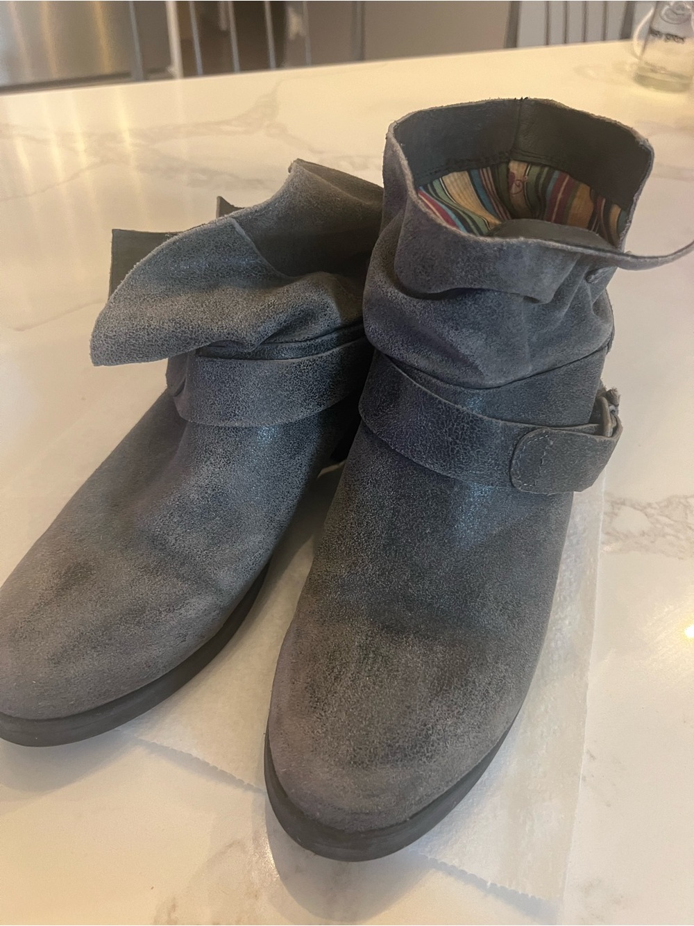 Anthropologie Felmini Gray Suede Slouch Ankle Booties